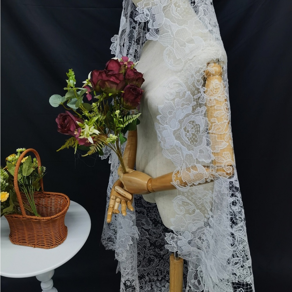 Ivory Lace Wedding Mantilla Veil
